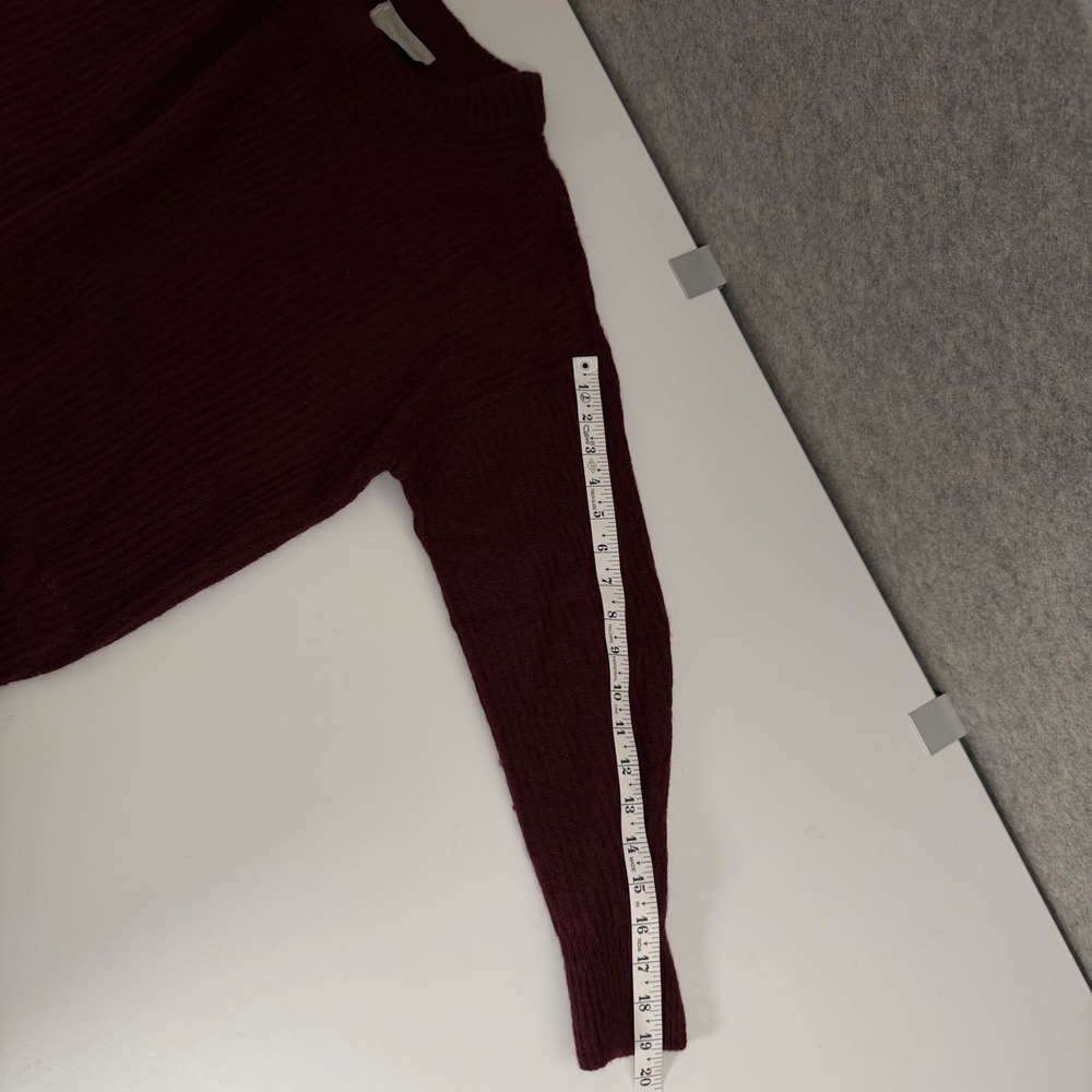 Everlane The Alpaca Crew Sweater Burgundy Ribbed Knit Wool Blend Small - Picture 7 of 9